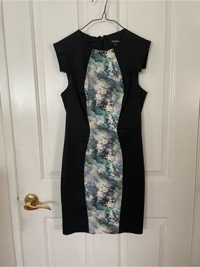 Bebe size XS BlackDress Cotton with Multicolor Center Panel